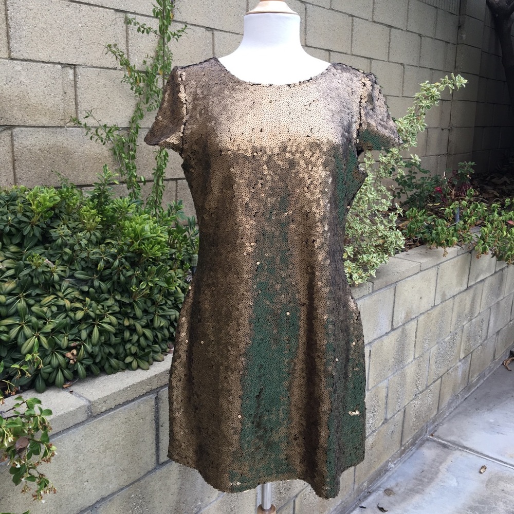 TULLE Gold Sequins Mini Dress